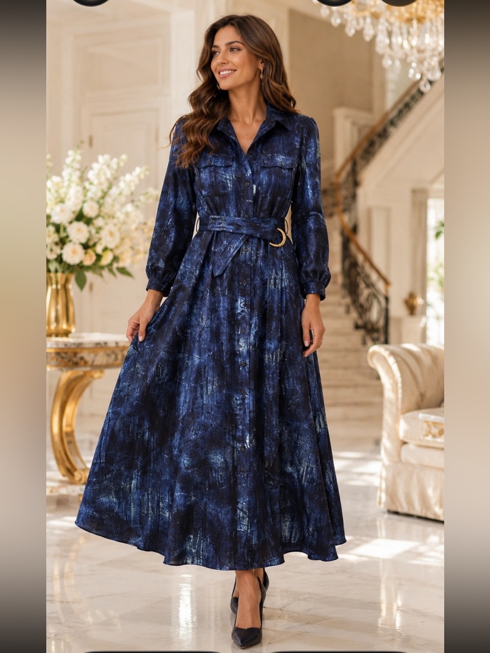 New Elie Tahari Navy and White Women's Dress size L - Picture 5 of 16